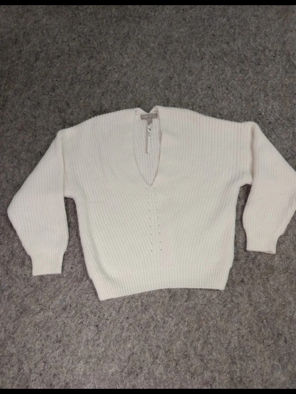 ASOS Design Womens Sweater Chunky Knit V Neck Pullover White